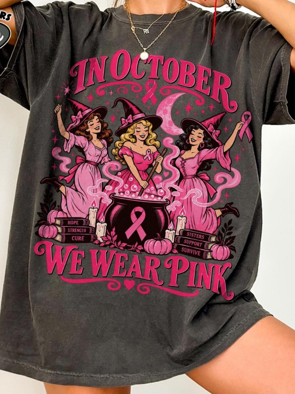 Comfort Colors 'We Wear Pink' Graphic Tee in Hot Pink on Pepper
